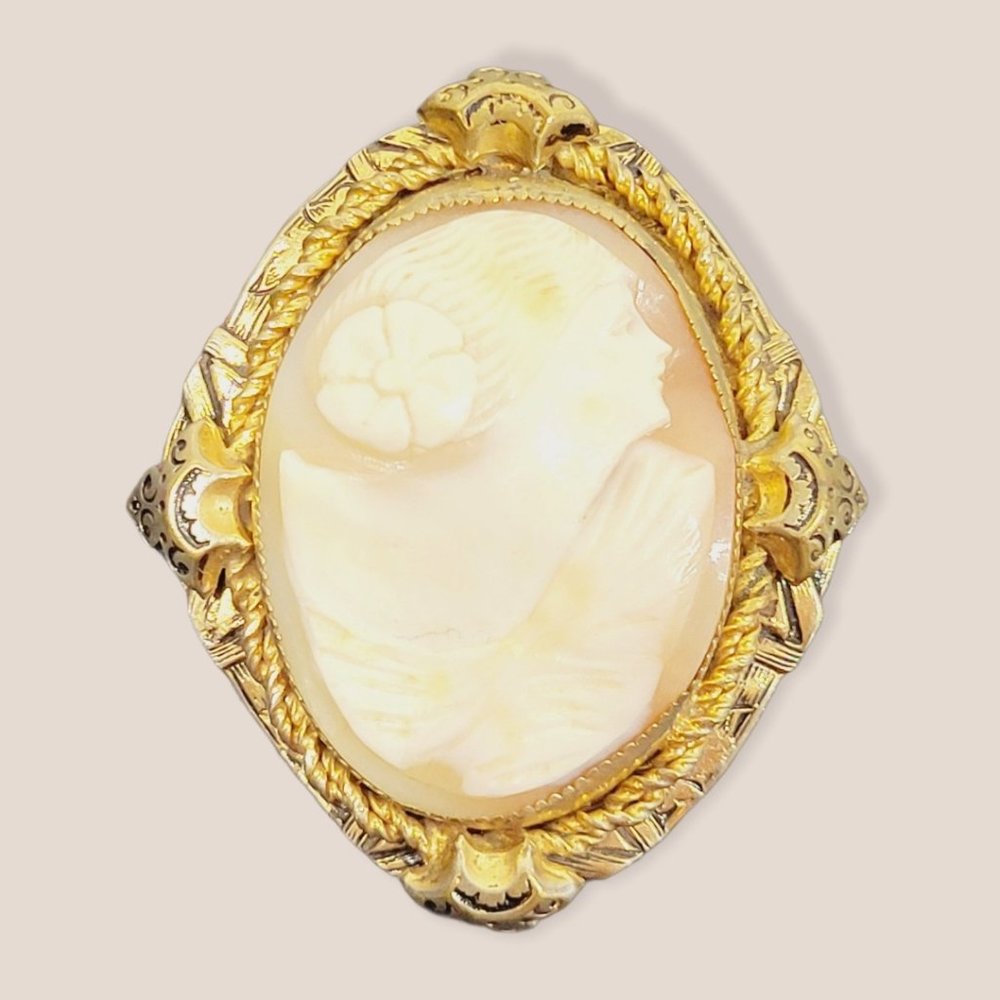 Antique Finely Carved Natural Shell Cameo 1920's B - Picture 3 of 6
